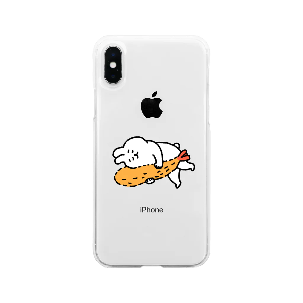 ふるえるとりのエビフライとうさぎ Soft Clear Smartphone Case