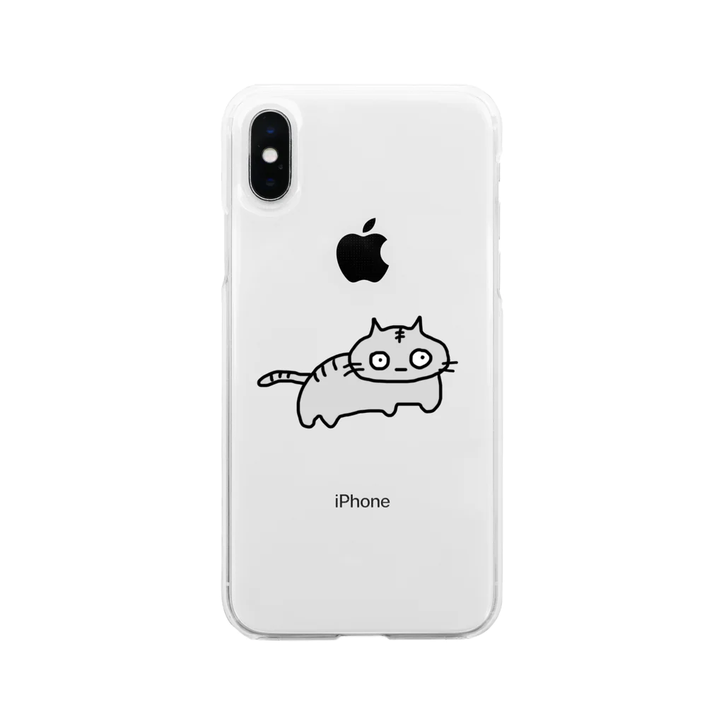 おもち屋さんのトラ猫の銀次 Soft Clear Smartphone Case