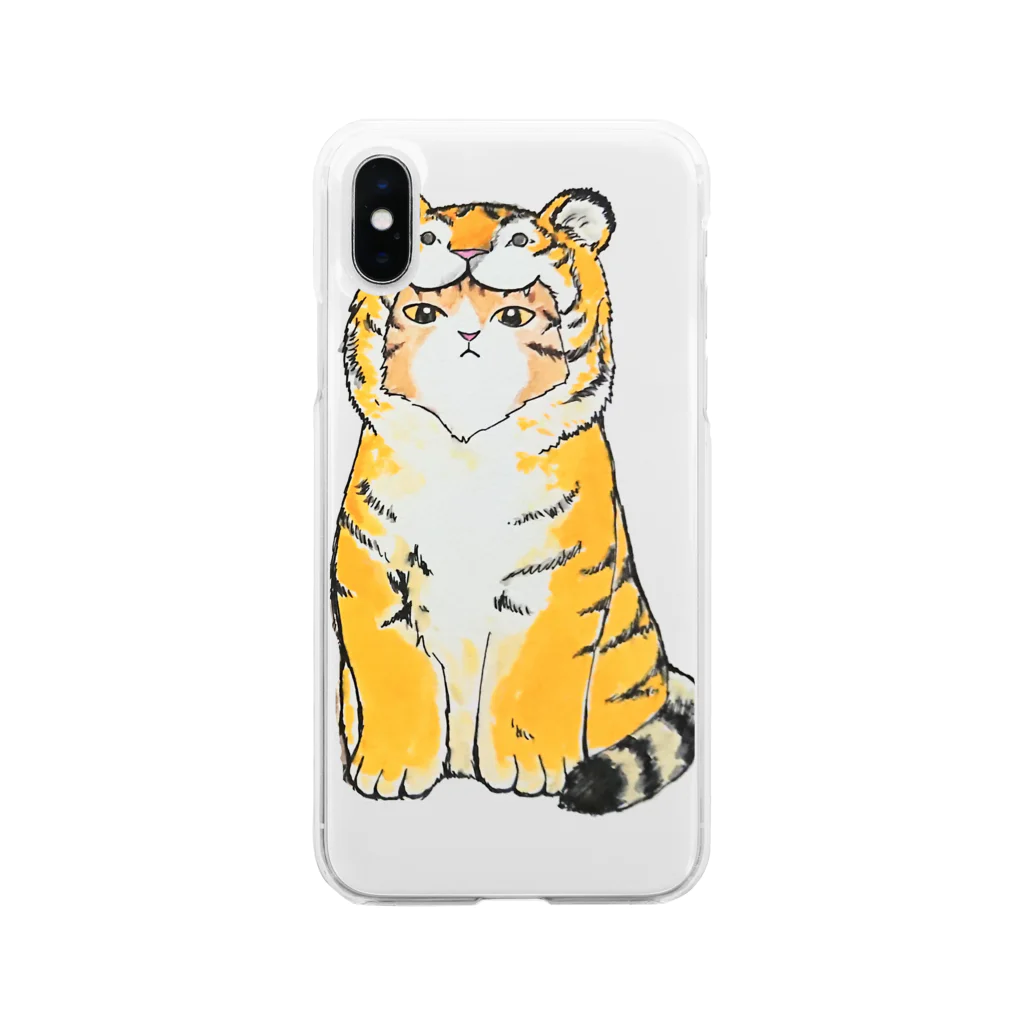 ぶんの虎着ぐるみ猫カラー Soft Clear Smartphone Case