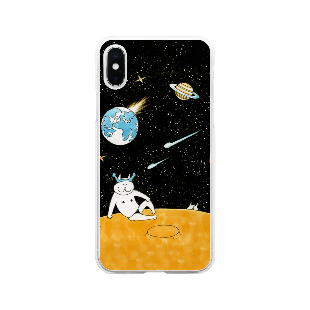 横山キムチのスペースねこ Soft Clear Smartphone Case