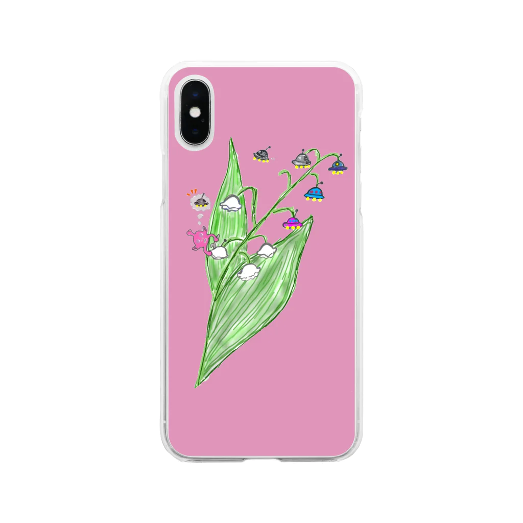 あべこべの地球のお花はUFOに似てる Soft Clear Smartphone Case