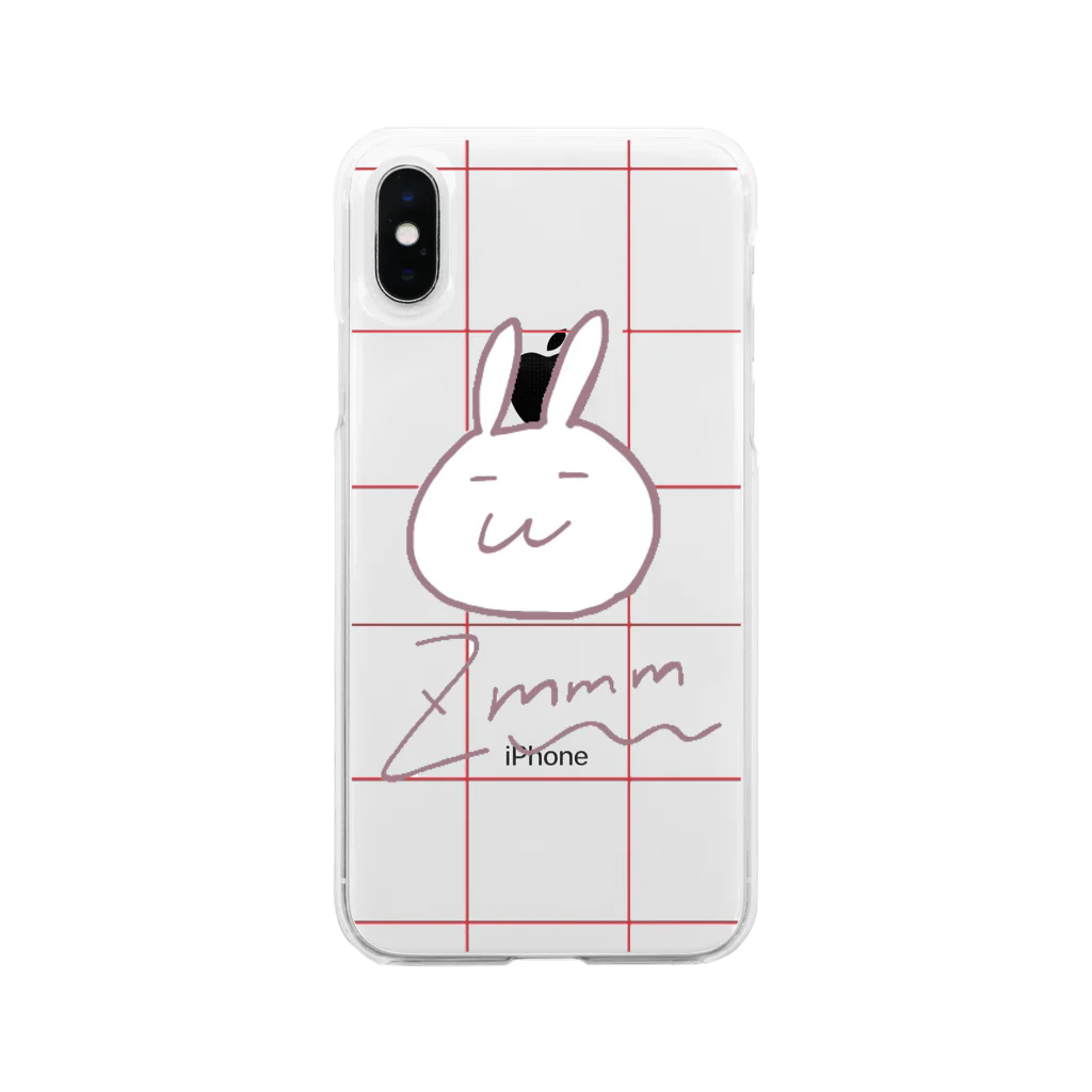 mochic5の赤チェックなずもももちゃん Soft Clear Smartphone Case