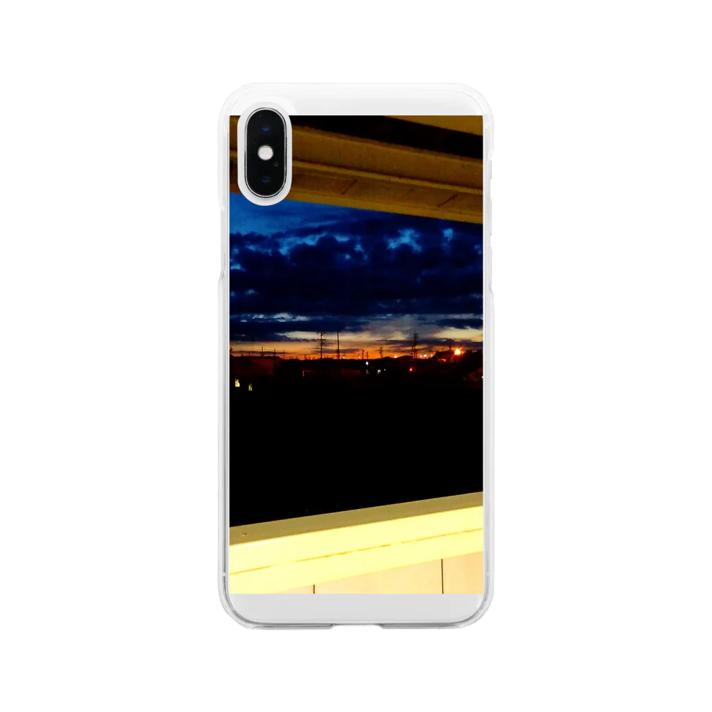 snaildays_のお空(暗い夕焼け) Soft Clear Smartphone Case