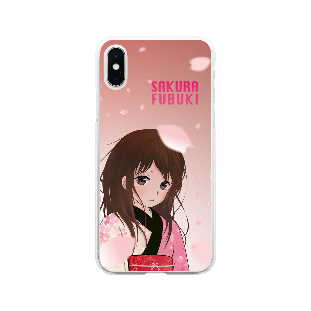 松や SUZURI店のSAKURA FUBUKI スマホケース Soft Clear Smartphone Case