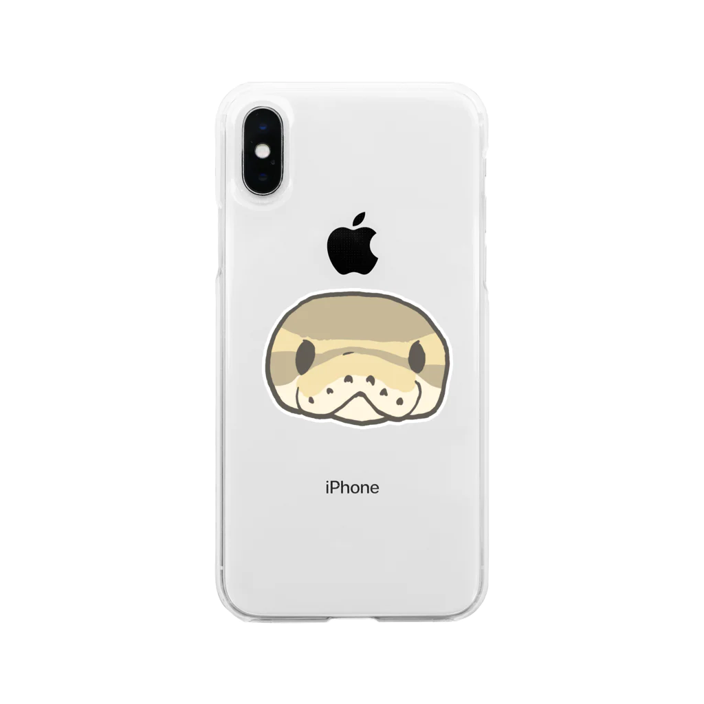 みけにょろのFront face Ball python 【banana】 Soft Clear Smartphone Case