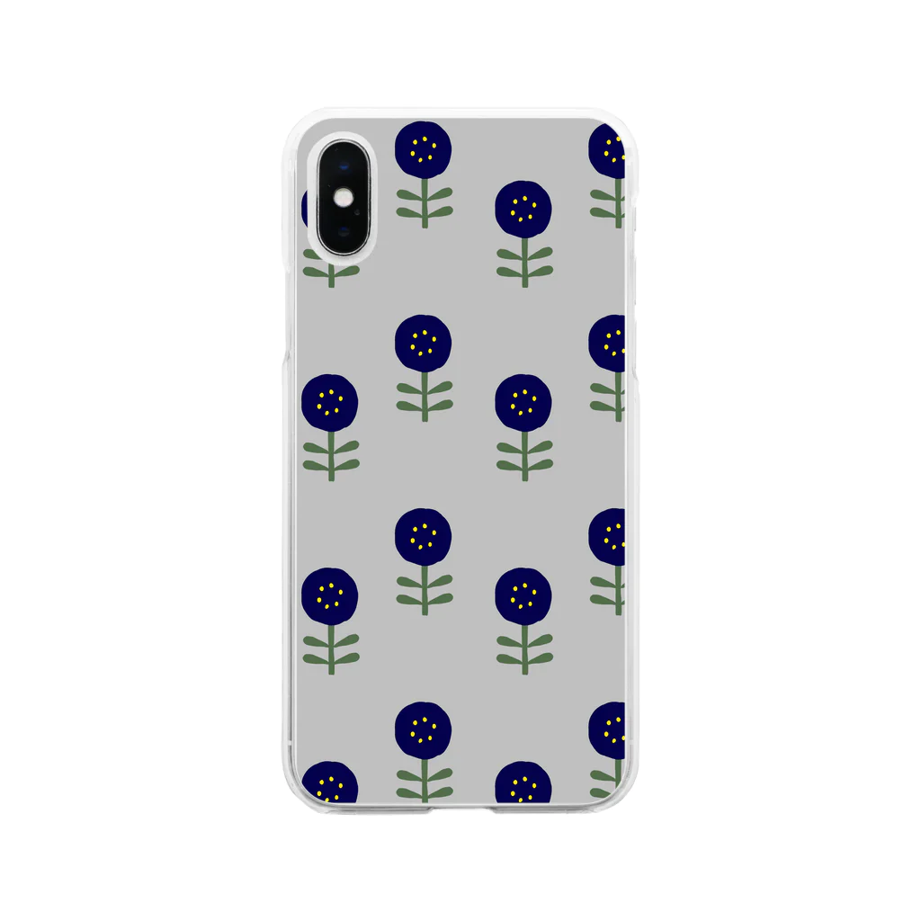 sonoteniの北欧　花柄　グレー  ＃101 Soft Clear Smartphone Case