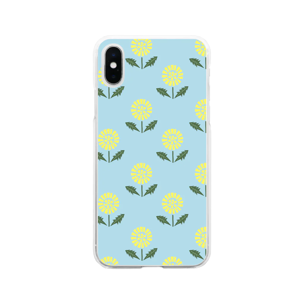 sonoteniの北欧　花柄　タンポポ　3 パステルブルー #106 Soft Clear Smartphone Case