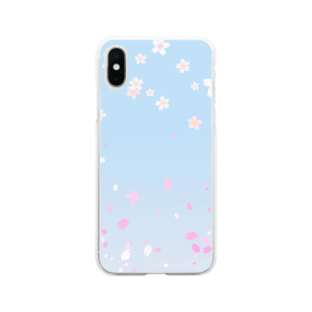 sonoteniの花柄　桜 2-2　ブルー　#109 Soft Clear Smartphone Case