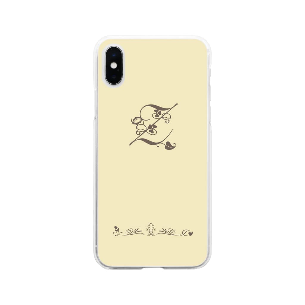 sonoteniのアルファベット　イニシャル　ボタニカル　クリーム　Z #205 Soft Clear Smartphone Case
