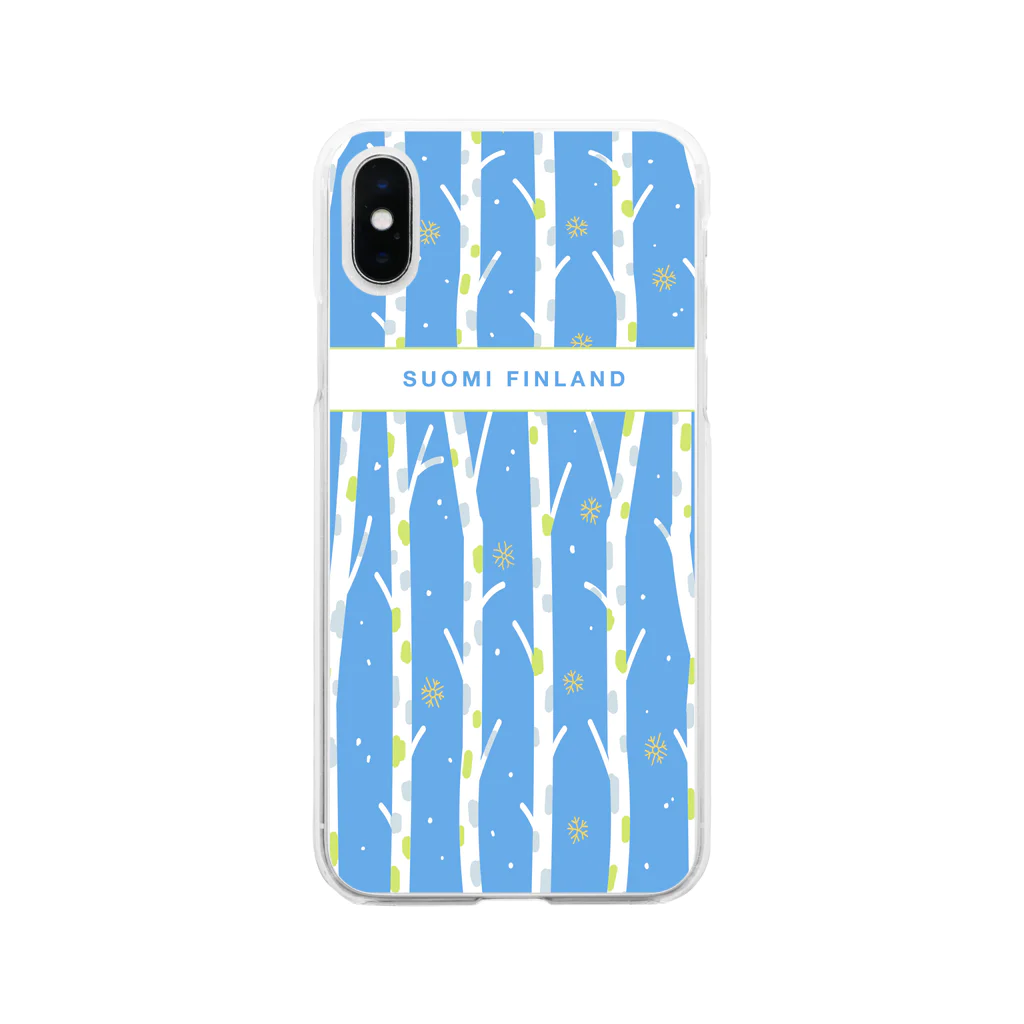 cream houseのフィンランドの白樺（skyblue）  Soft Clear Smartphone Case