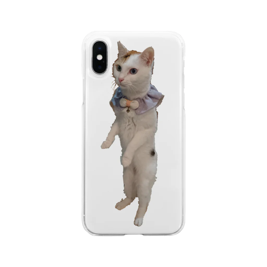 りずママの立ち猫華っち Soft Clear Smartphone Case