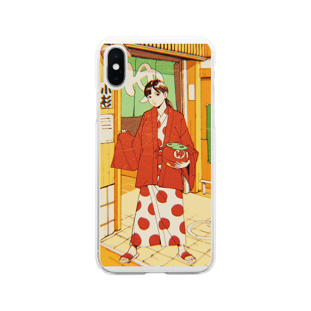 銭湯女子の銭湯ガール　スマホケース Soft Clear Smartphone Case