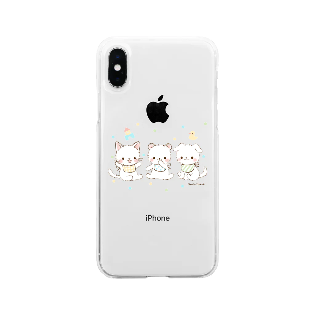 すずきいときちのべびべびあにまる Soft Clear Smartphone Case