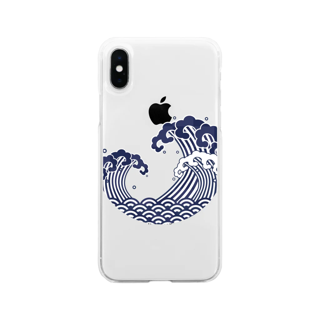 もふこの浮世絵デザイン（波） Soft Clear Smartphone Case