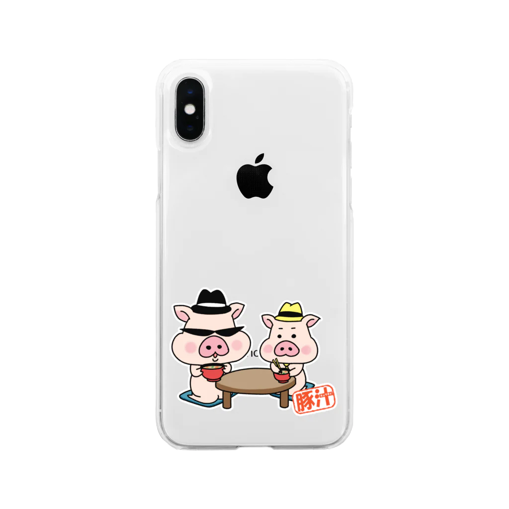 うさぎまるえkawaiishop の豚汁兄弟 Soft Clear Smartphone Case