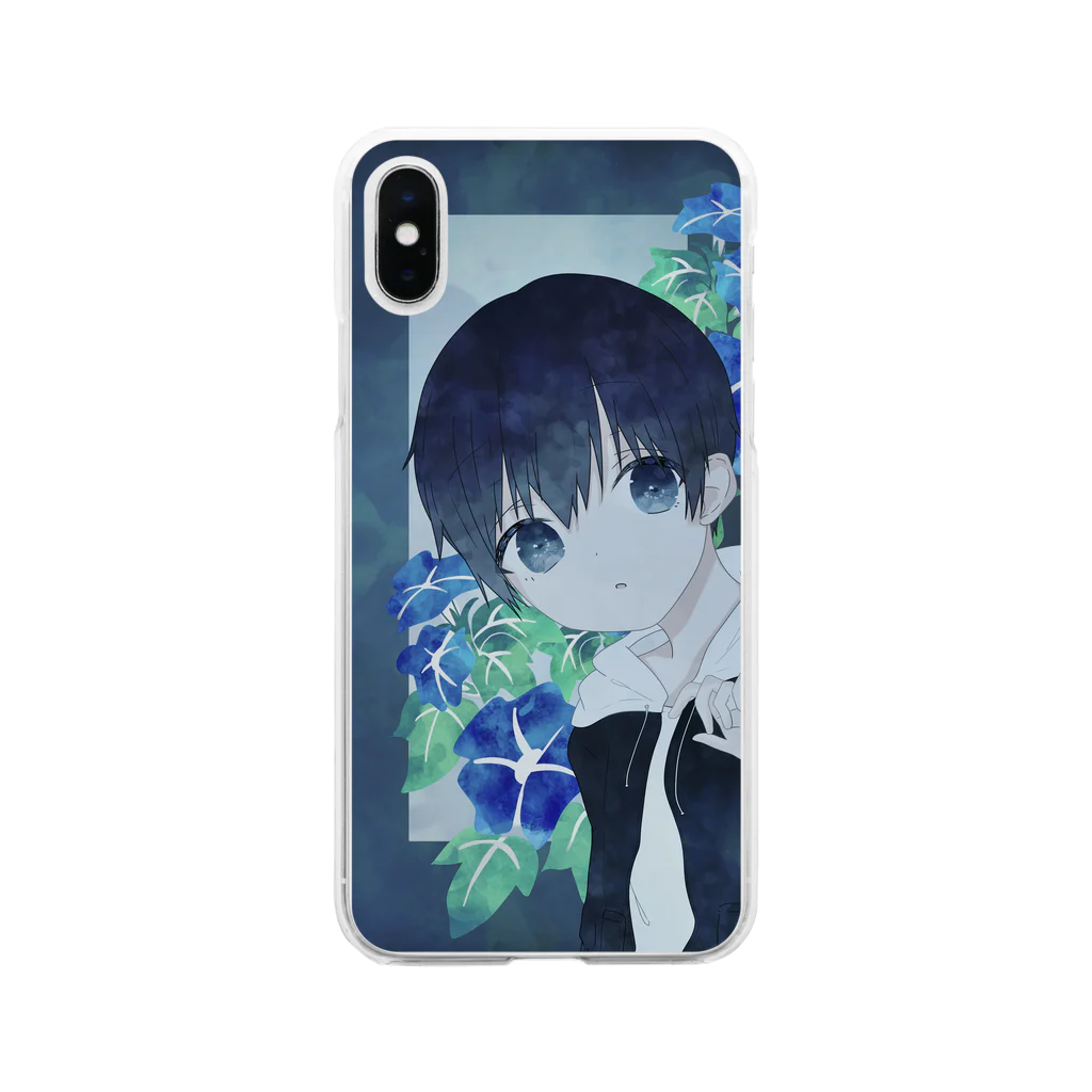 みたらし🍙のアサガオと男の子 Soft Clear Smartphone Case