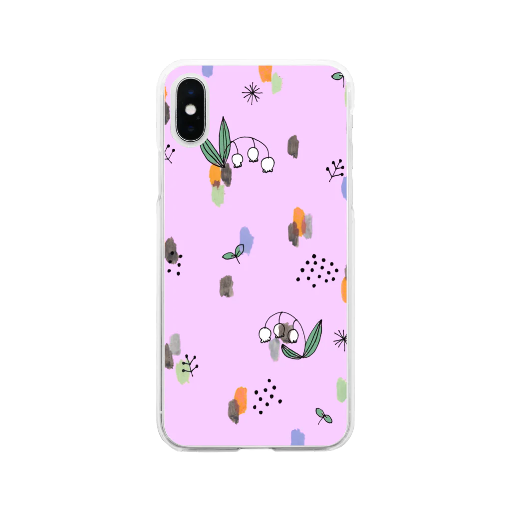 LePuyの水彩&線画すずらん【ライラック】 Soft Clear Smartphone Case