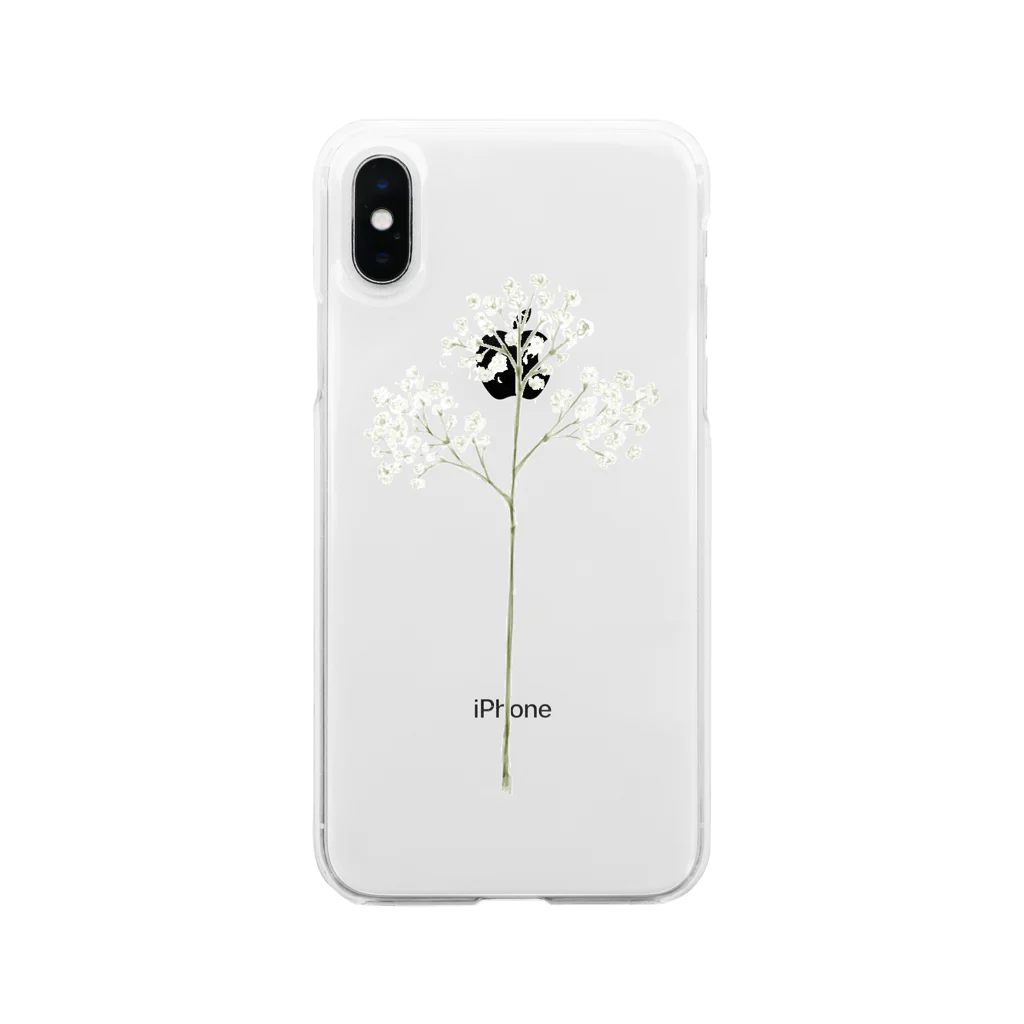 くるもり雑貨店のdonguri to ie.×くるもり雑貨店コラボかすみ草 Soft Clear Smartphone Case