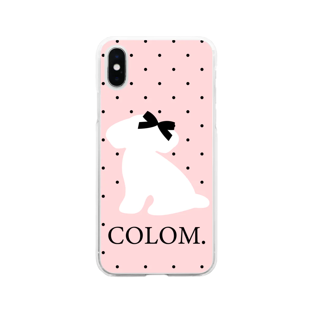 コロ。COLOM.犬いぬdogリボングッズ.のCOLOM.ドット小水玉ピンク！トイプードル！人気かわいい！いぬ犬グッズ！といぷーどる ソフトクリアスマホケース