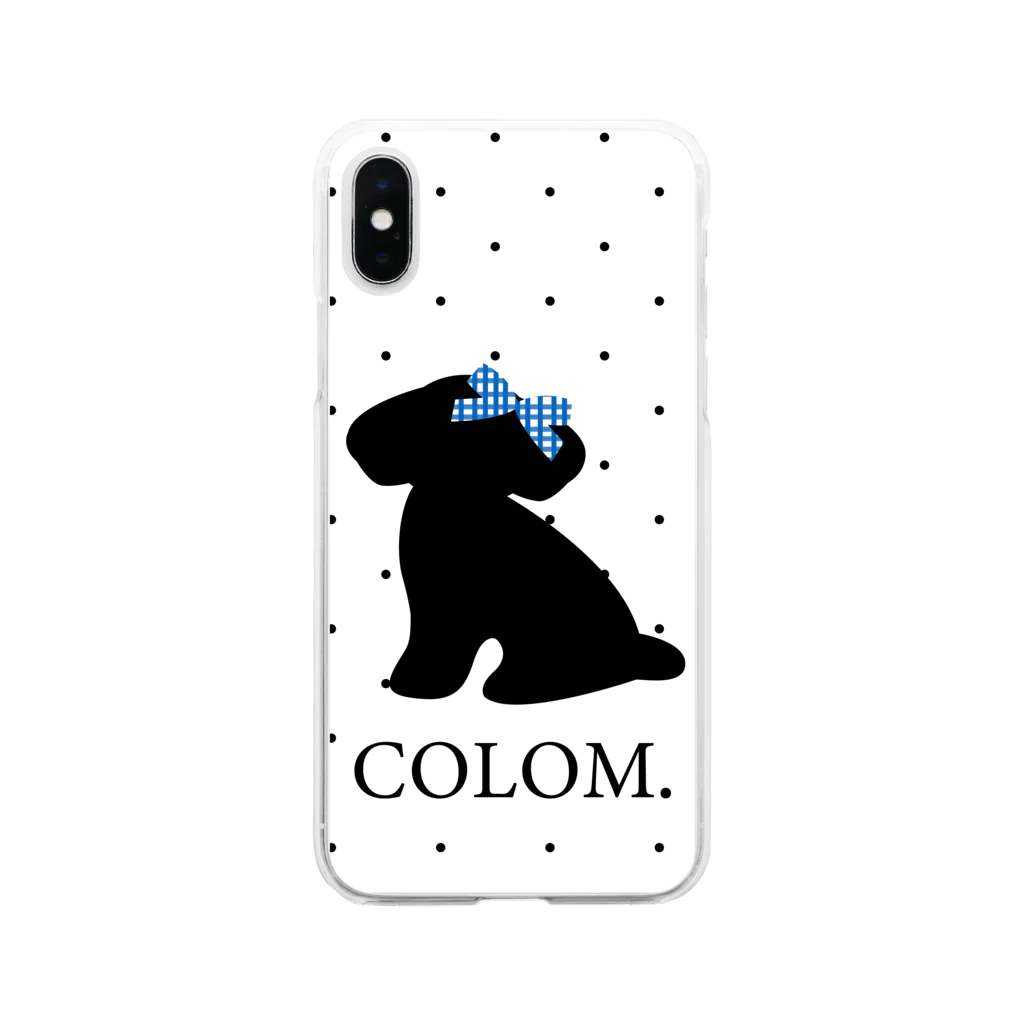 コロ。COLOM.犬いぬdogリボングッズ.の【コロ。COLOM.】ホワイト水玉！トイプードル！かわいい！人気犬DOGグッズ！ といぷーどる ソフトクリアスマホケース