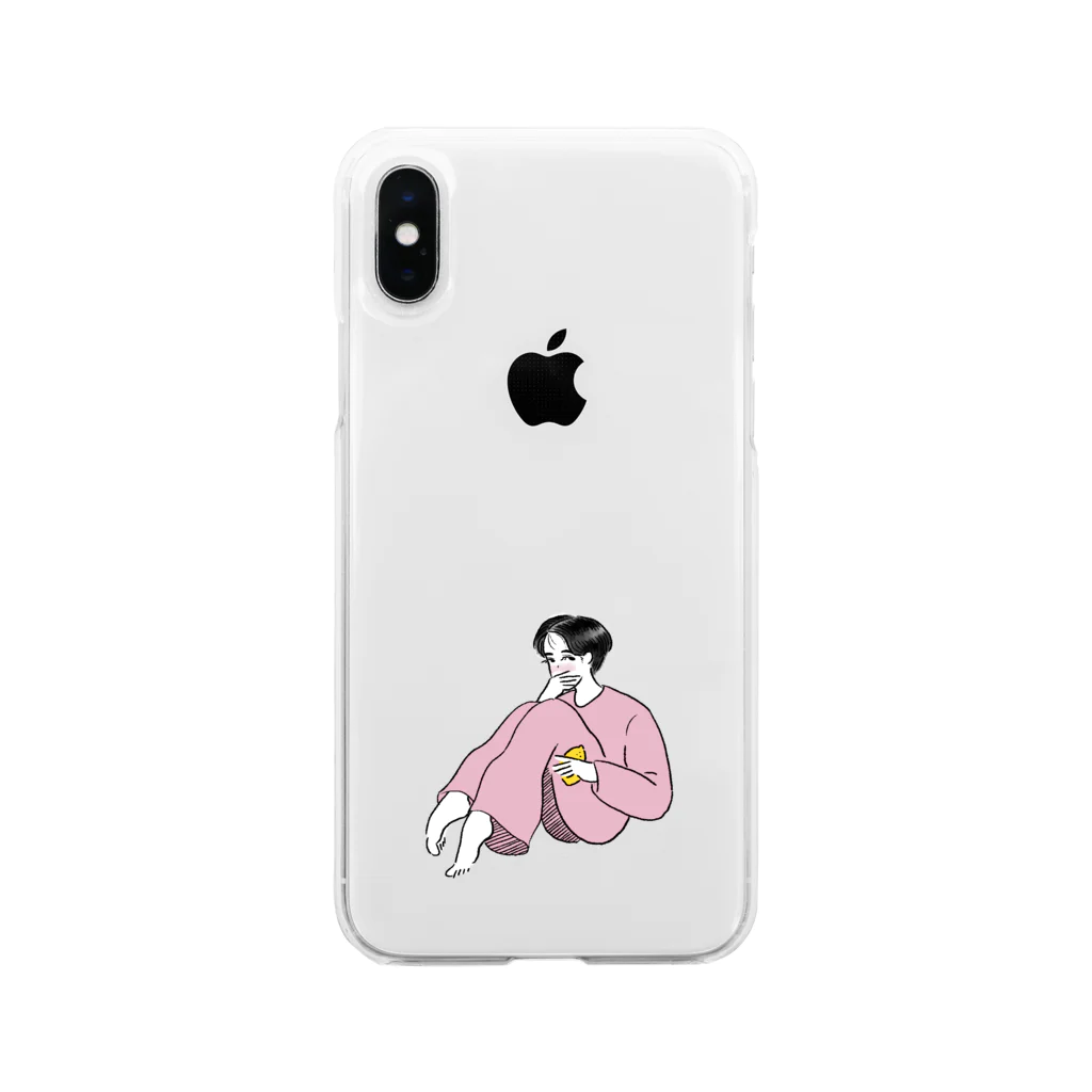 TLYSの体育座り Soft Clear Smartphone Case