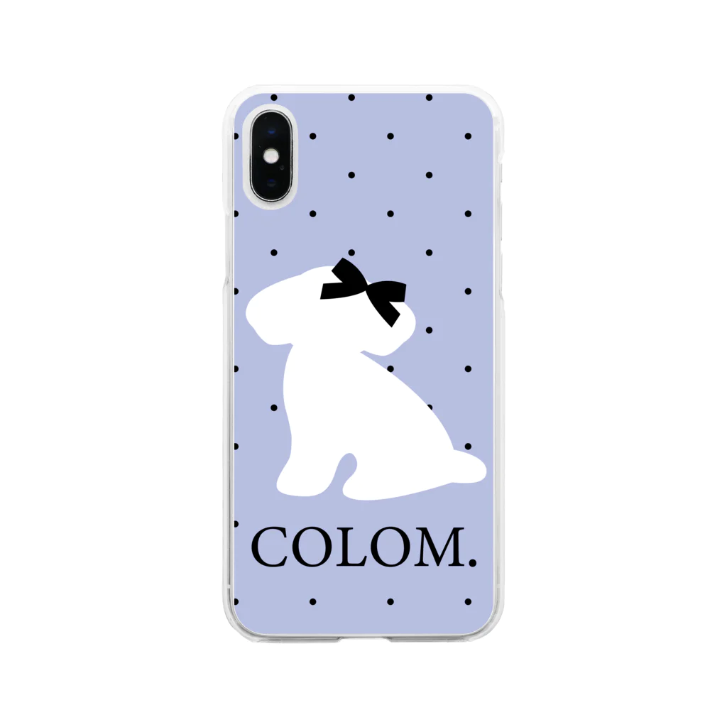 コロ。COLOM.犬いぬdogリボングッズ.の【コロ。COLOM.】パープルドット！水玉ドットトイプードル！かわいい！人気犬DOGグッズ！ といぷーどる ソフトクリアスマホケース