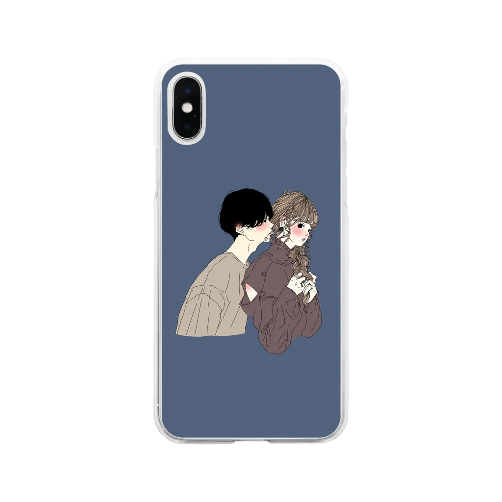 ダンナツのカップルスマホケース ネイビー Soft Clear Smartphone Case