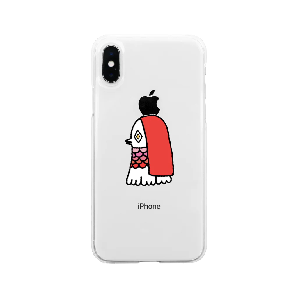 amabie shopの赤いあまびえさん Soft Clear Smartphone Case