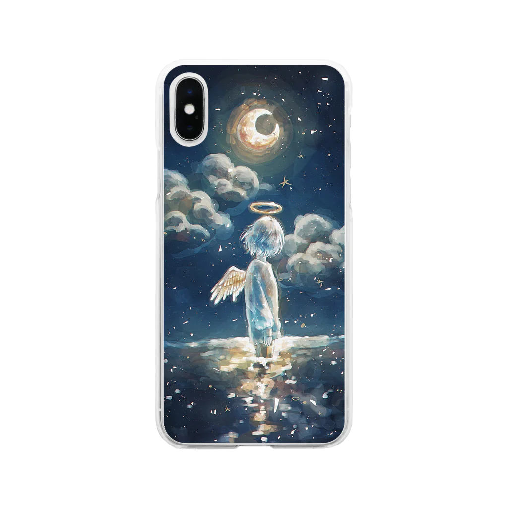 あおたまの月の夜 Soft Clear Smartphone Case