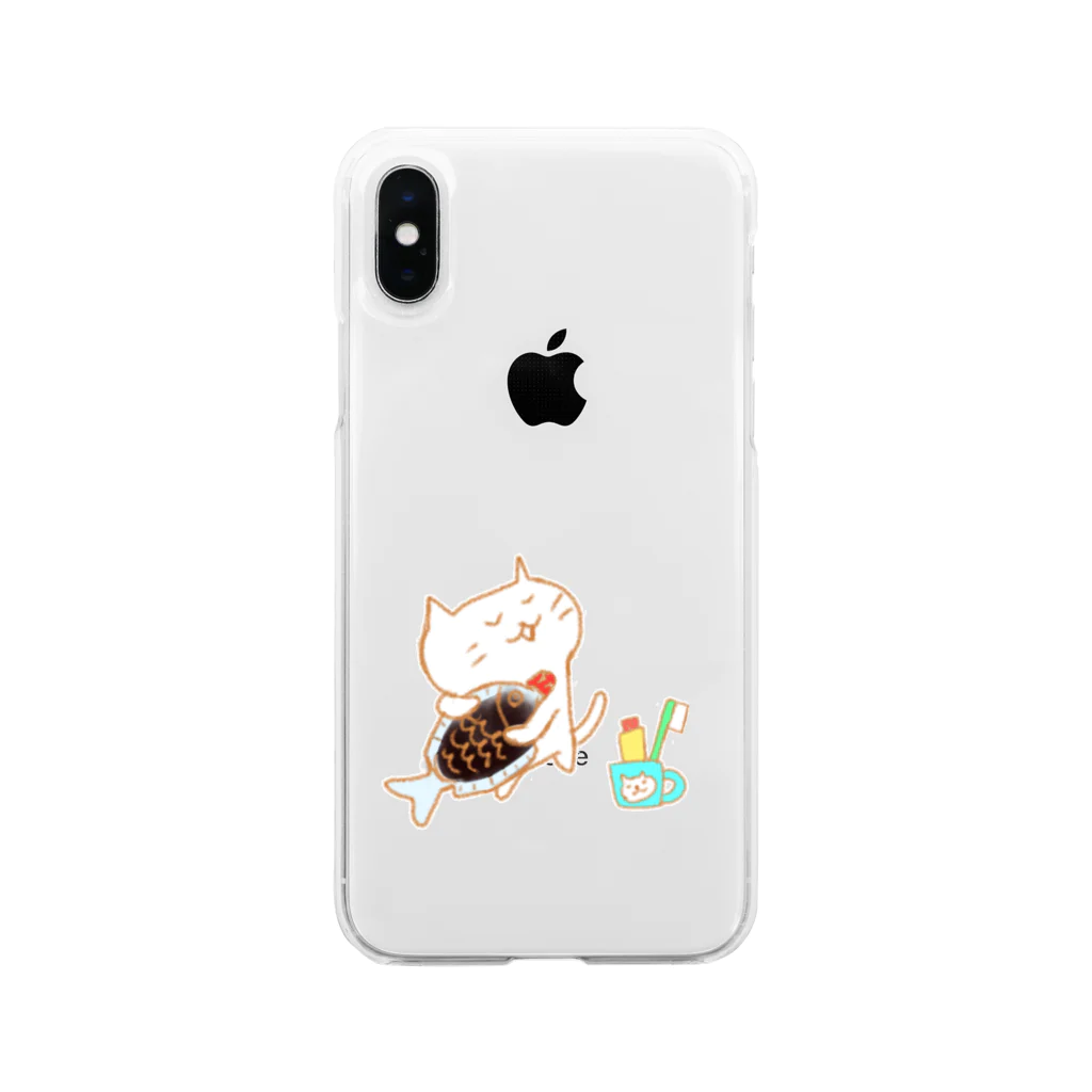 Hello Happy Catのお魚スキスキ Soft Clear Smartphone Case