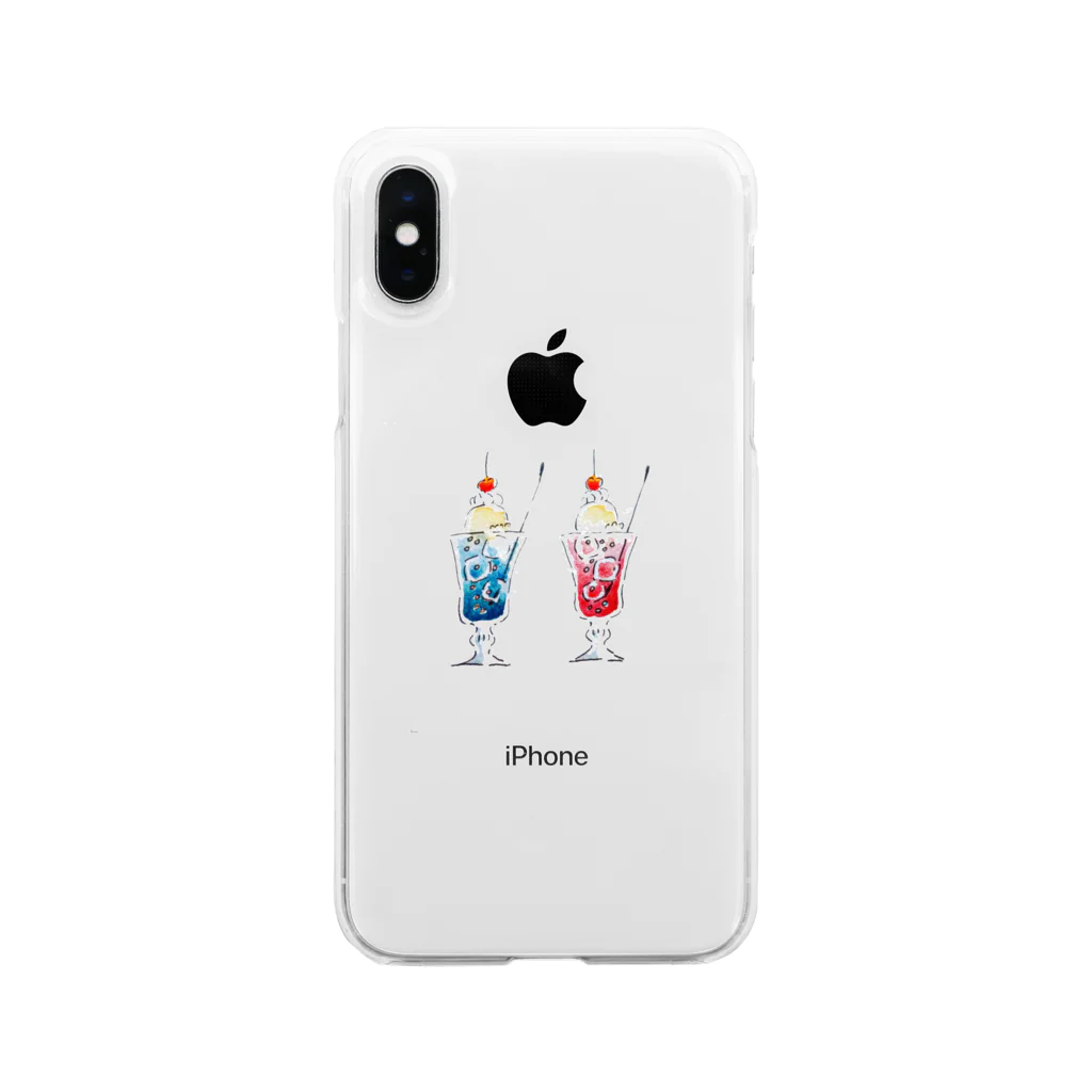 かふぇしょくにんのおそろいクリームソーダ Soft Clear Smartphone Case