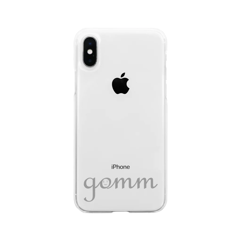 gommのgomm グレーロゴ ソフトクリアスマホケース