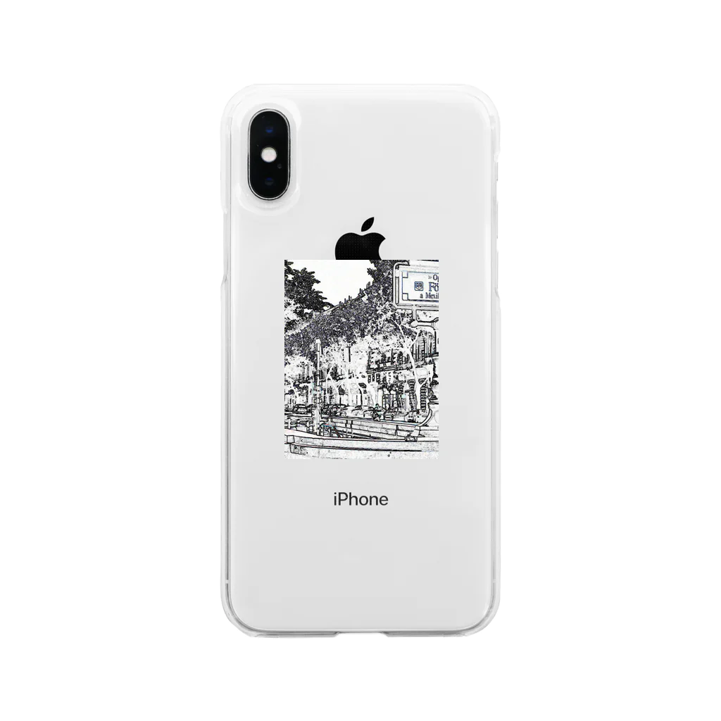 モモンヌの洋服屋さんのブダペスト地下鉄　線画 Soft Clear Smartphone Case