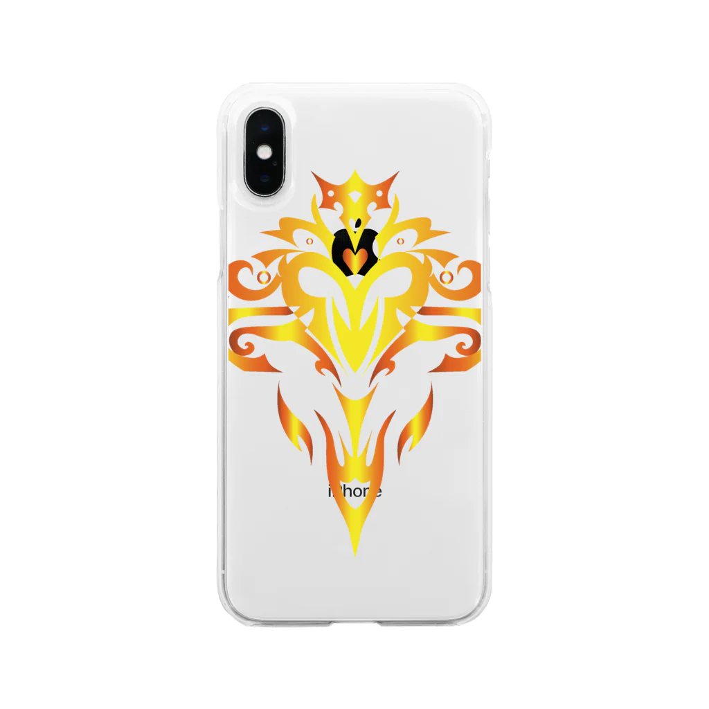 KARASU_HAGANE SHOPの紋章風ハート Soft Clear Smartphone Case