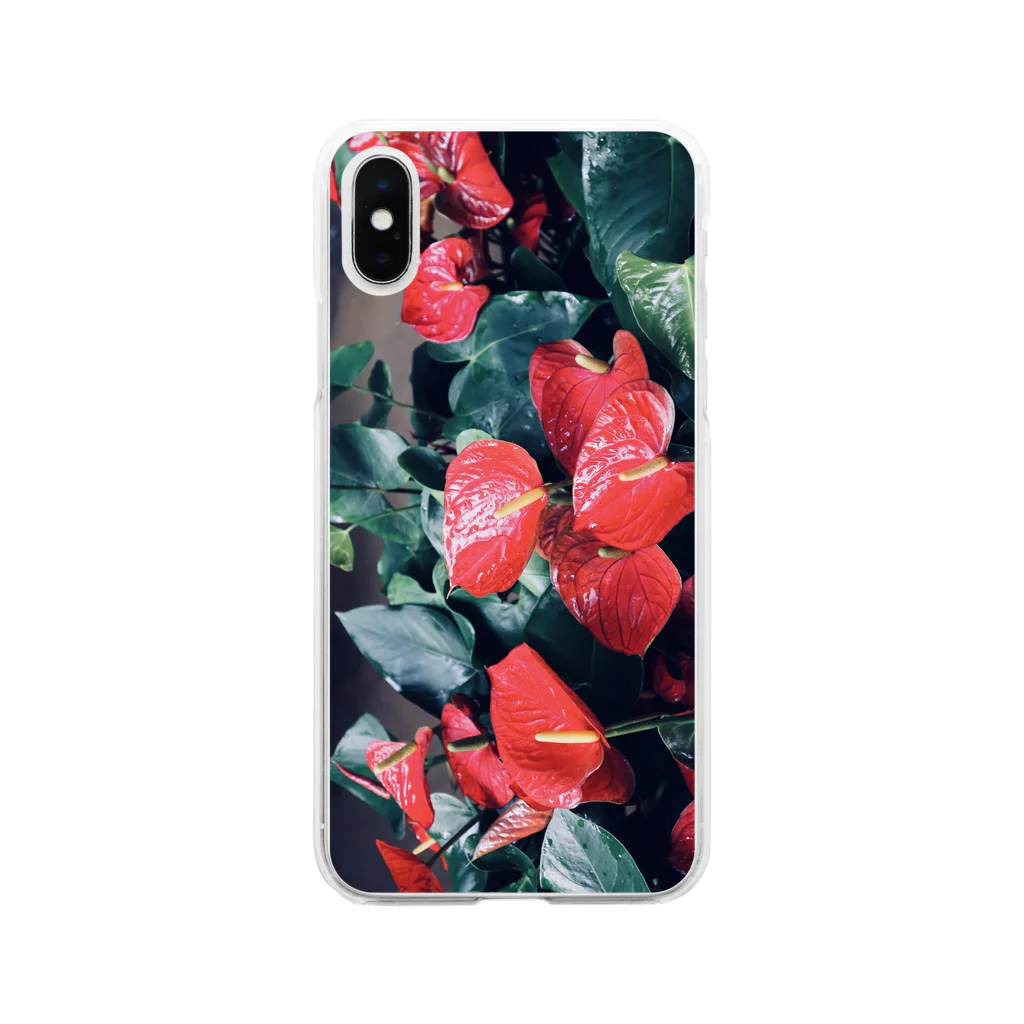 yutoyouのRed Plants Soft Clear Smartphone Case