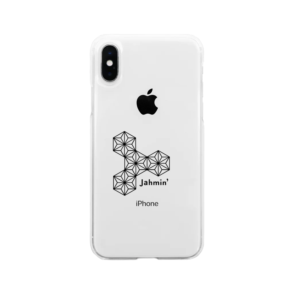 南風酒場Jahmin’のJahmin 麻柄 logo Soft Clear Smartphone Case
