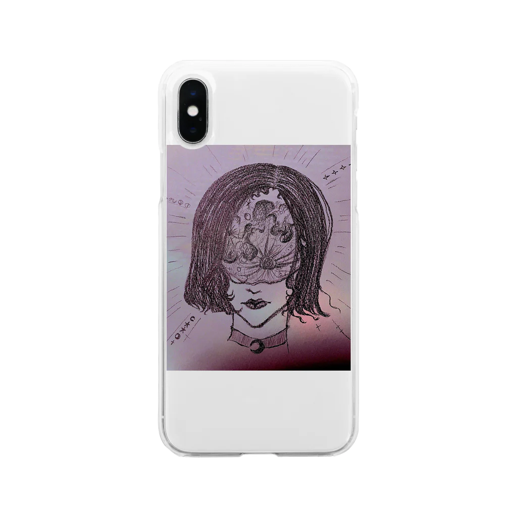 suibunRhapsodyCraftの⋆* the  m o o n ⋆* 満月のあのひと Soft Clear Smartphone Case