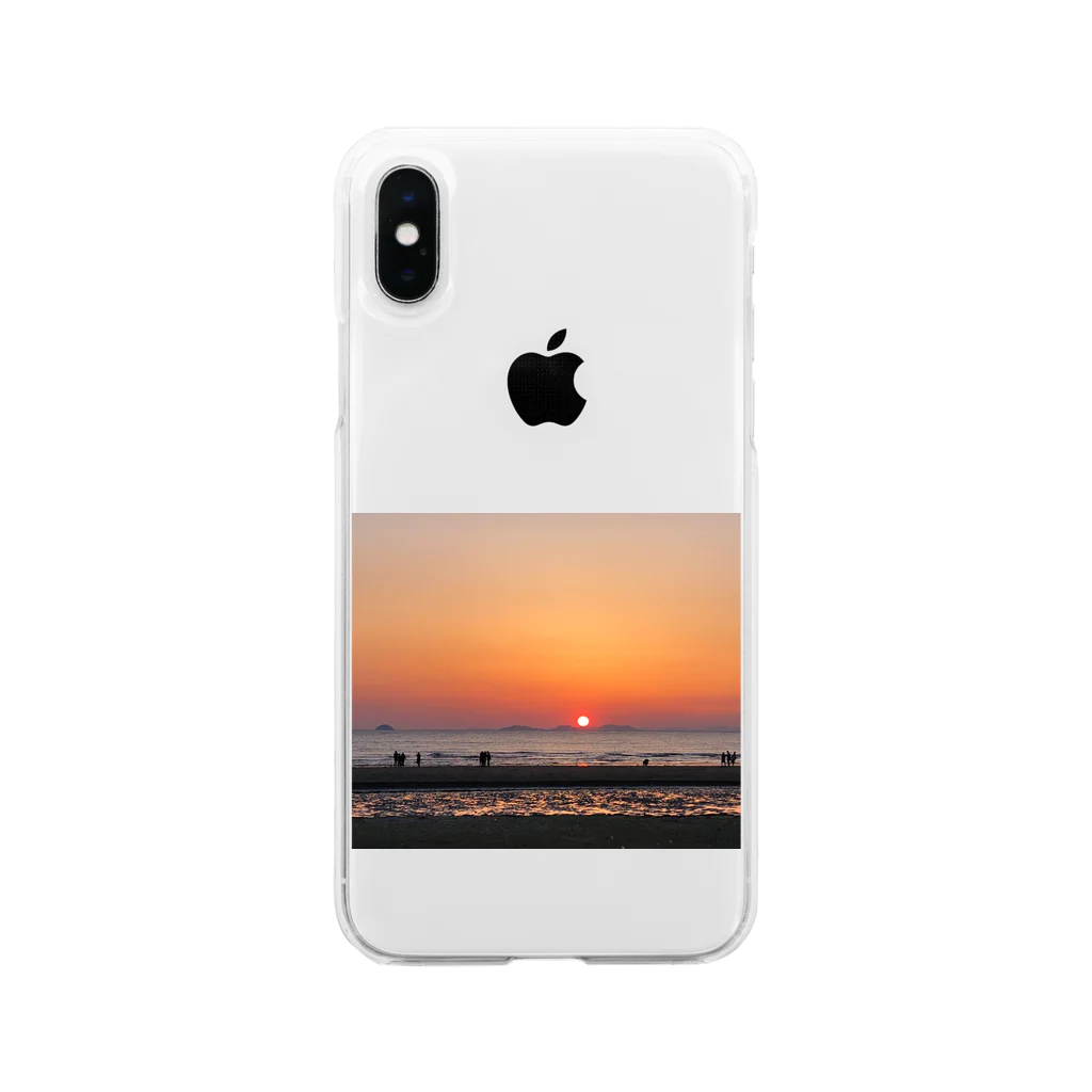 あおい¨̮♪の夕陽の海岸 Soft Clear Smartphone Case