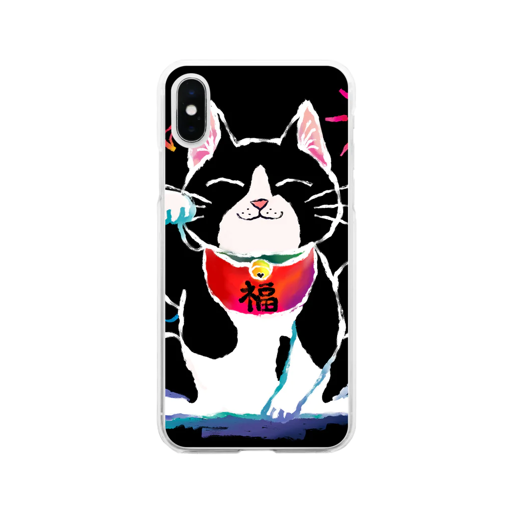 Kitsune honpoの招き猫 Soft Clear Smartphone Case