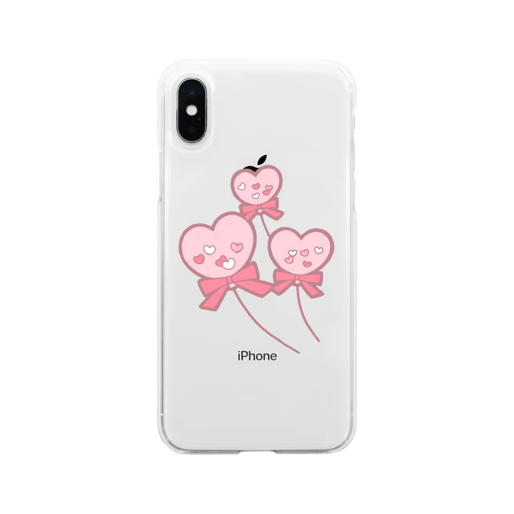 かわいいもののおみせ　いそぎんちゃくのハートの風船 Soft Clear Smartphone Case