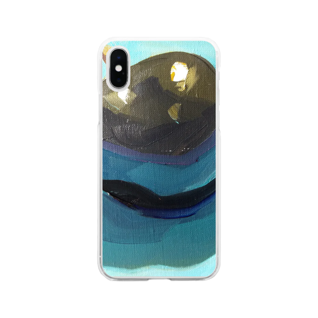 Yuri_Paintingのブラックプラム Soft Clear Smartphone Case