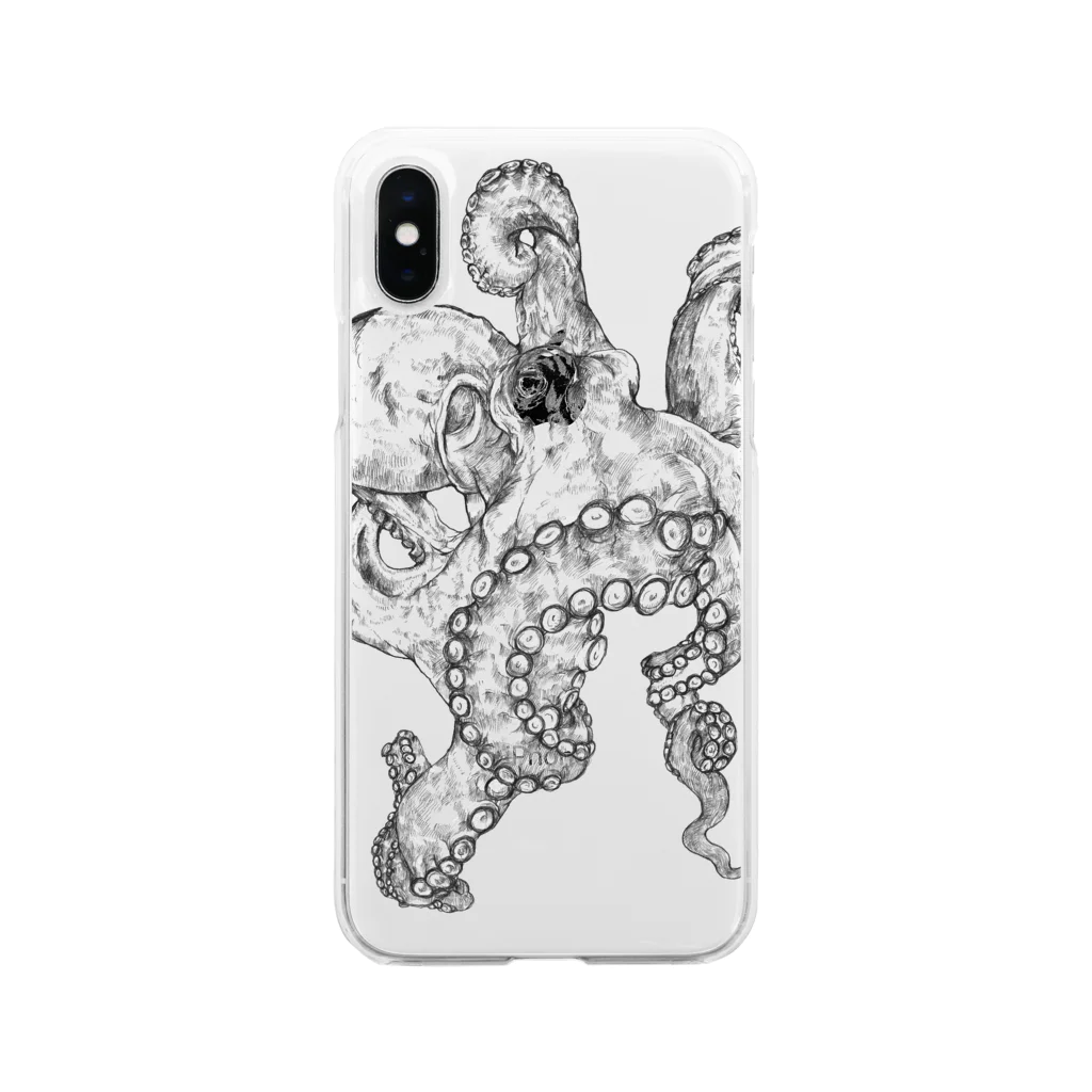 chiyokomeyaの octopusmono Soft Clear Smartphone Case