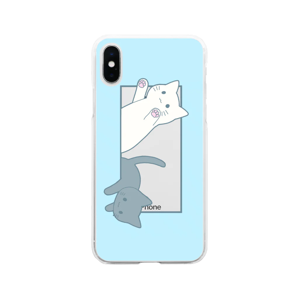 かわいいもののおみせ　いそぎんちゃくのとびだす猫 Soft Clear Smartphone Case