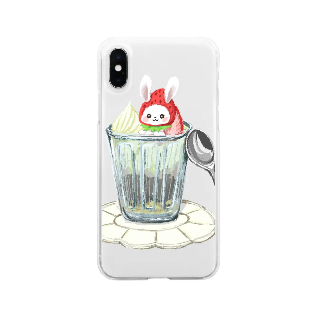 かなのパフェうさぎ Soft Clear Smartphone Case