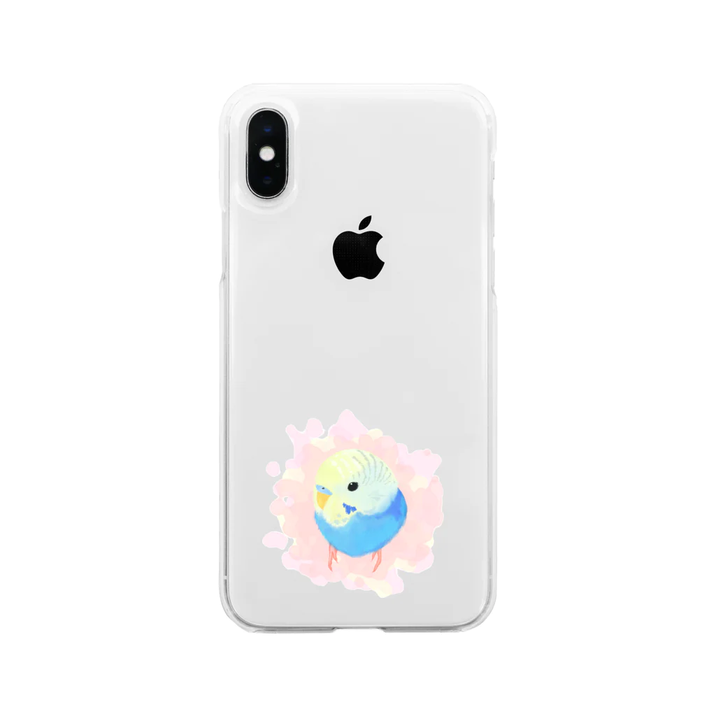 まめるりはことりのまるまるセキセイインコ【まめるりはことり】 Soft Clear Smartphone Case