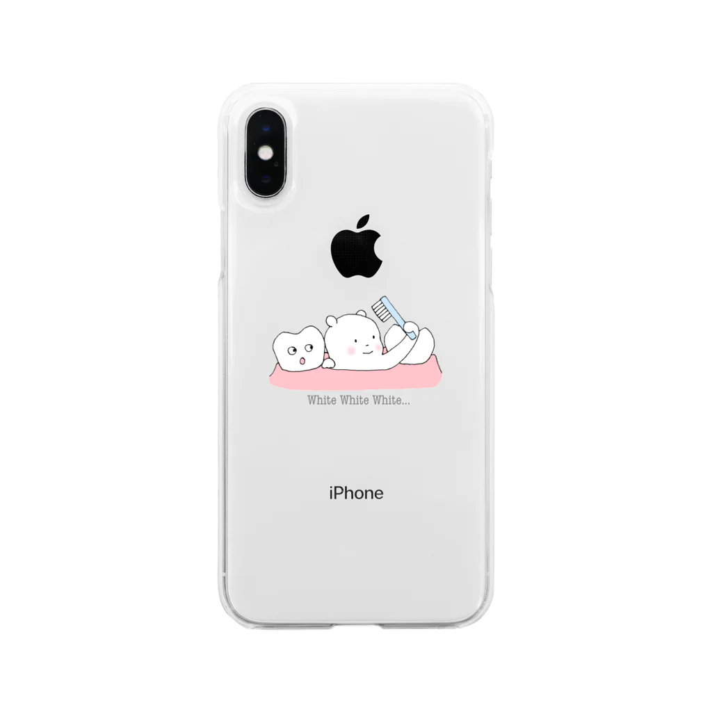 dental plazaのホワイトニングベア Soft Clear Smartphone Case