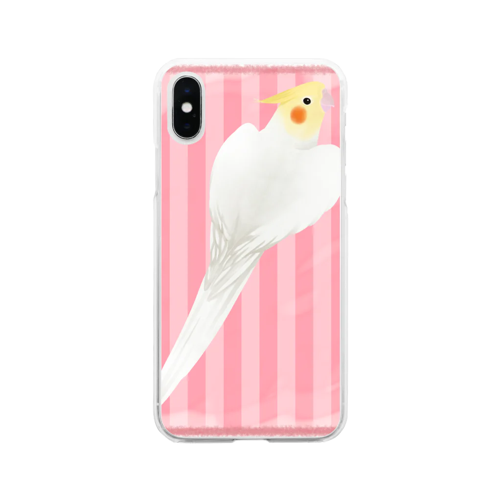 まめるりはことりのオカメインコ　ハートルチノーオカメインコ【まめるりはことり】 Soft Clear Smartphone Case