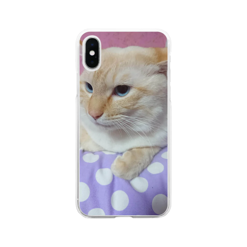 ねことお休みどころ　しらたまの【シャム氏】スマホケース Soft Clear Smartphone Case