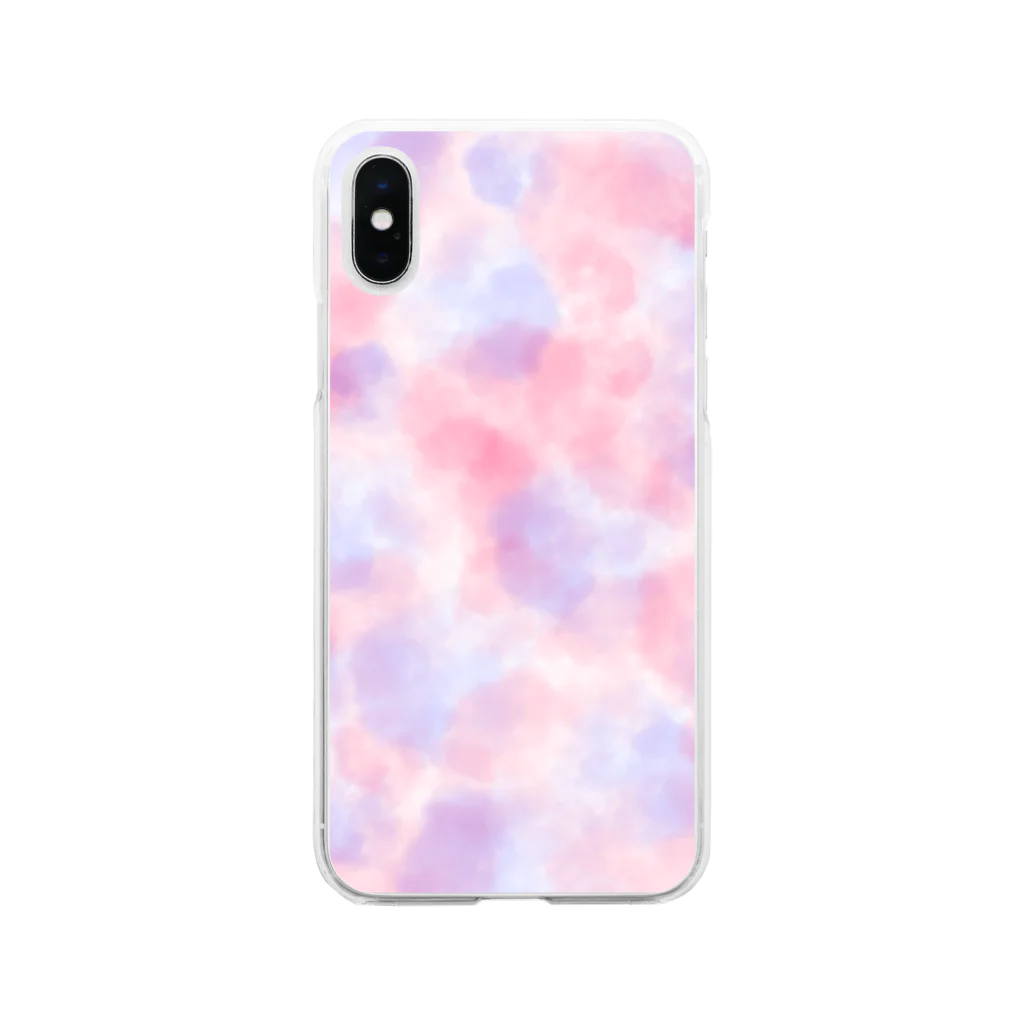 masyu＊masyuの水彩みずもも Soft Clear Smartphone Case