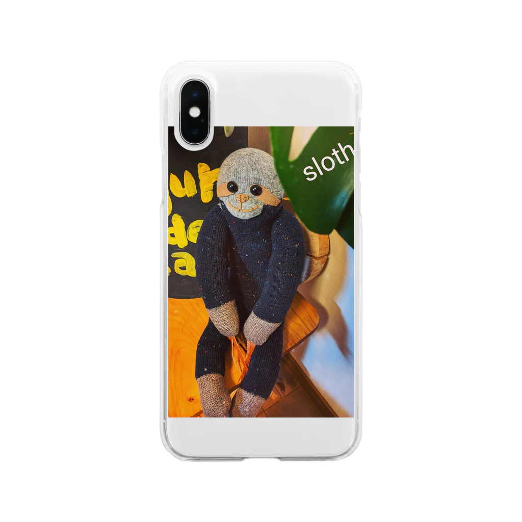 saaboonのSOCKSナマケモノ Soft Clear Smartphone Case